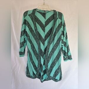 Vanity Teal and Black Chevron Cardigan